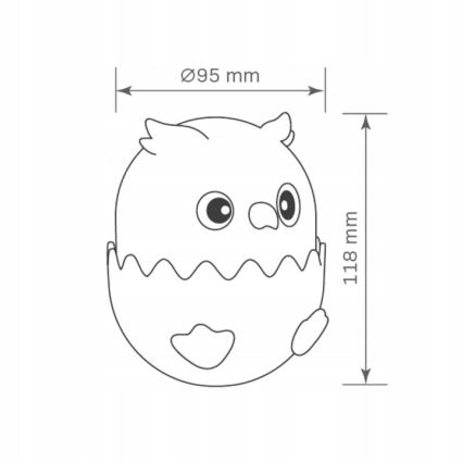 LED RGBW Himmennettävä lasten kosketus lamppu OWL LED/1W/5V USB 1200 mAh pöllö vaaleanpunainen