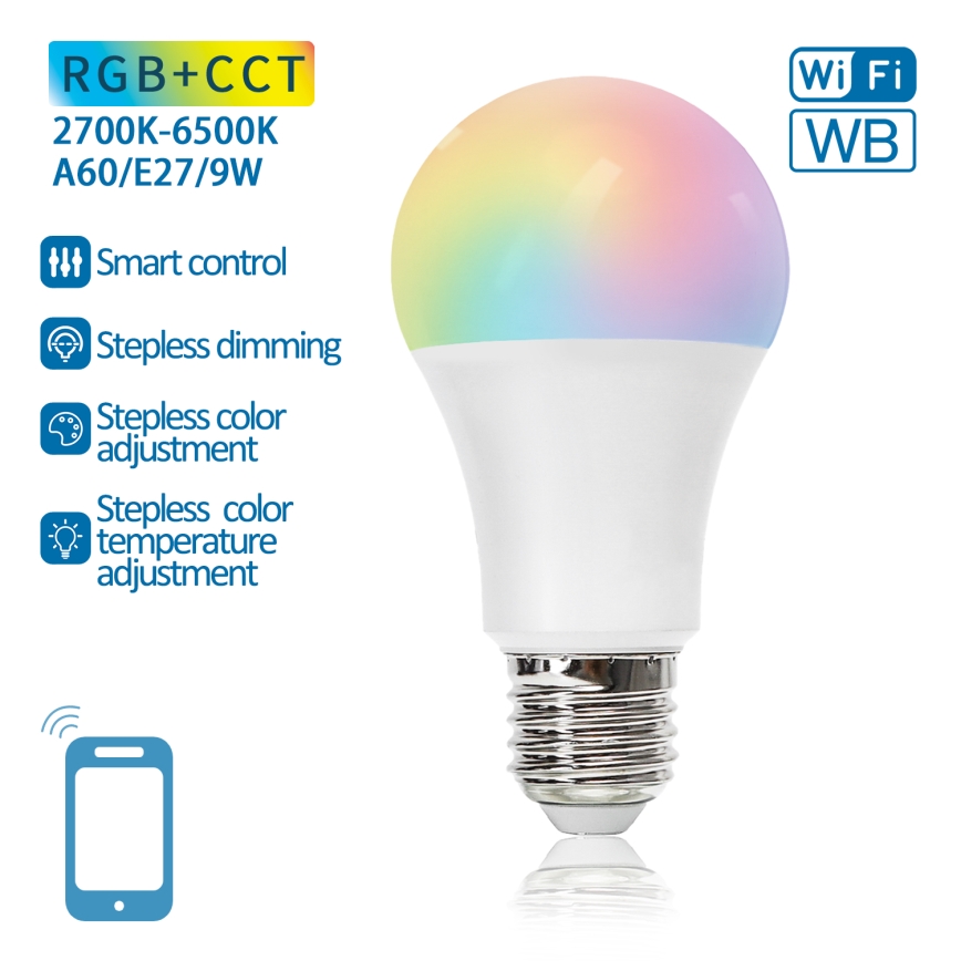 LED RGBW Himmennettävä polttimo A60 E27/9W/230V 2700-6500K Wi-Fi - Aigostar