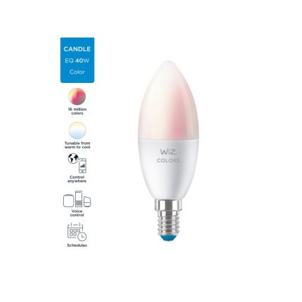 LED RGBW Himmennettävä polttimo C37 E14/4,9W/230V 2200-6500K CRI 90 Wi-Fi -WiZ