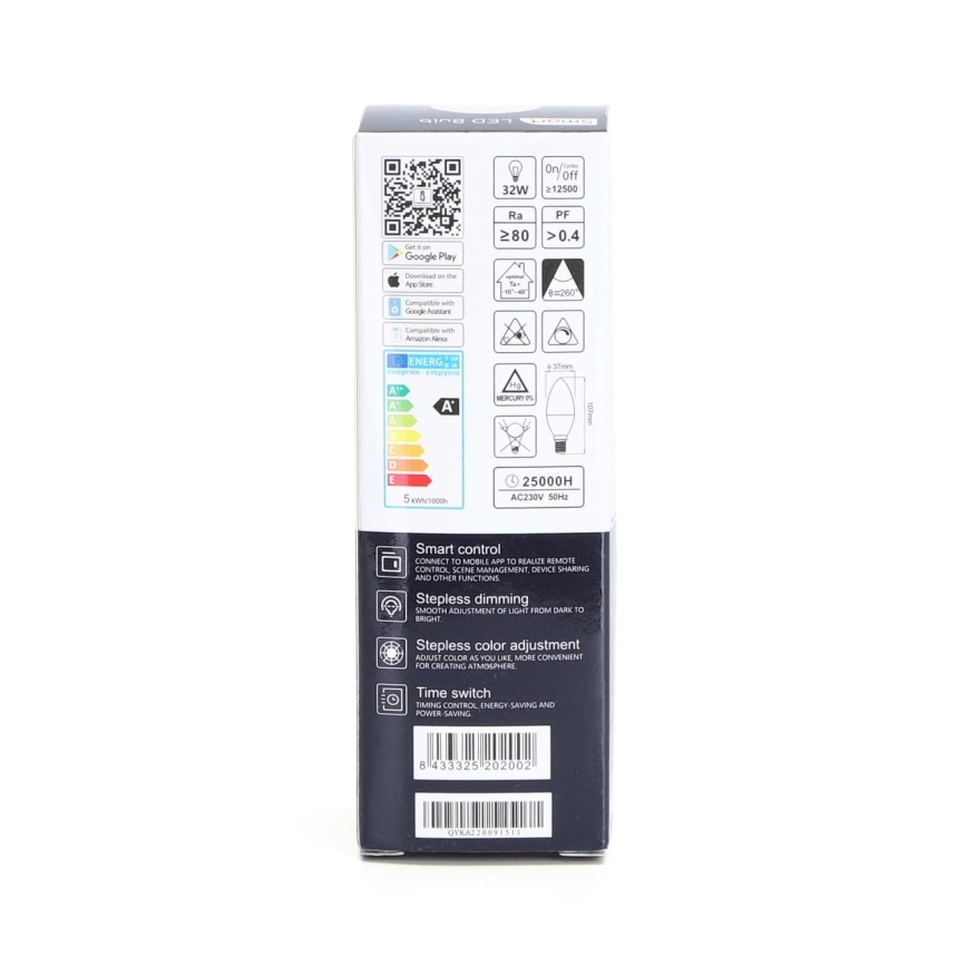 LED RGBW Himmennettävä polttimo C37 E14/5W/230V 3000-6500K Wi-Fi - Aigostar