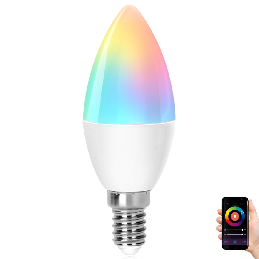 LED RGBW Himmennettävä polttimo C37 E14/6,5W/230V 2700-6500K Wi-Fi - Aigostar