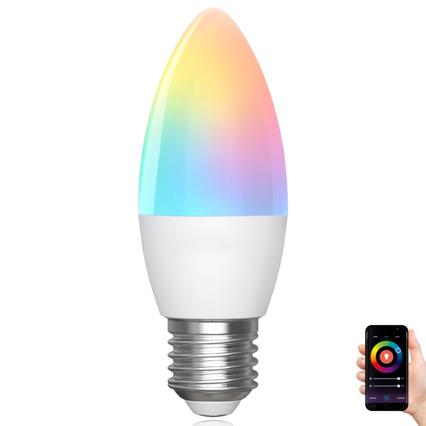 LED RGBW Himmennettävä polttimo C37 E27/6,5W/230V 2700-6500K Wi-Fi - Aigostar