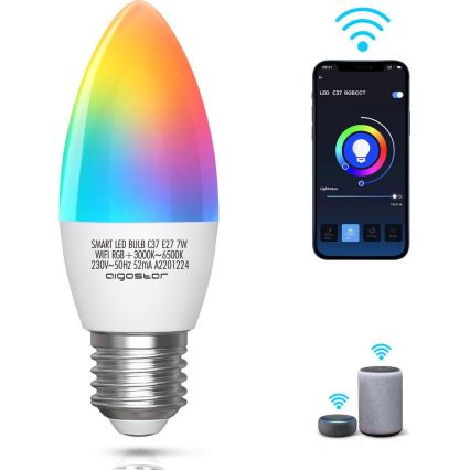LED RGBW Himmennettävä polttimo C37 E27/7W/230V 3000-6500K Wi-Fi - Aigostar