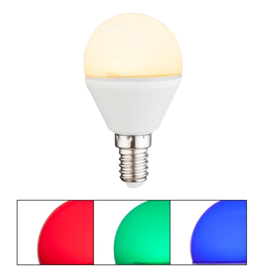 LED RGBW Himmennettävä polttimo E14/4,9W/230V 2700K + kauko-ohjaus - Globo