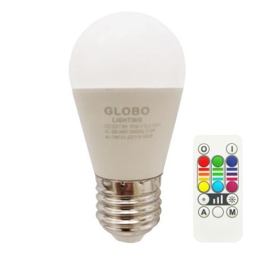 LED RGBW Himmennettävä polttimo E27/6W/230V 3000K + kauko-ohjaus - Globo