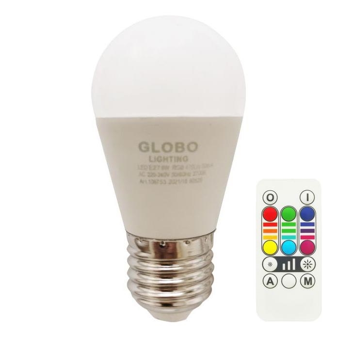 LED RGBW Himmennettävä polttimo E27/6W/230V 3000K + kauko-ohjaus - Globo