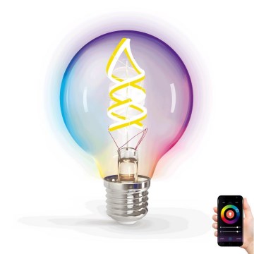 LED RGBW Himmennettävä polttimo FILAMENT G80 E27/4,9W/230V 2700K Wi-Fi - Aigostar