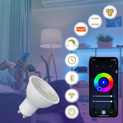 LED RGBW Himmennettävä polttimo GU10/4,5W/230V 2700-6500K Wi-Fi Tuya