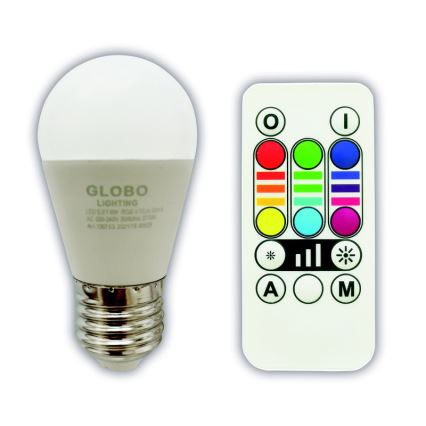LED RGBW Himmennettävä polttimo E27/6W/230V 3000K + kauko-ohjaus - Globo