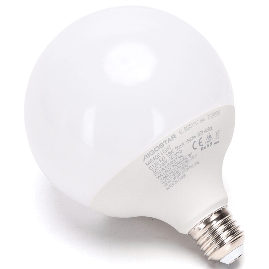 LED RGBW Himmennettävä polttimo MESH G120 E27/18W/230V 6500K + kauko-ohjaus - Aigostar