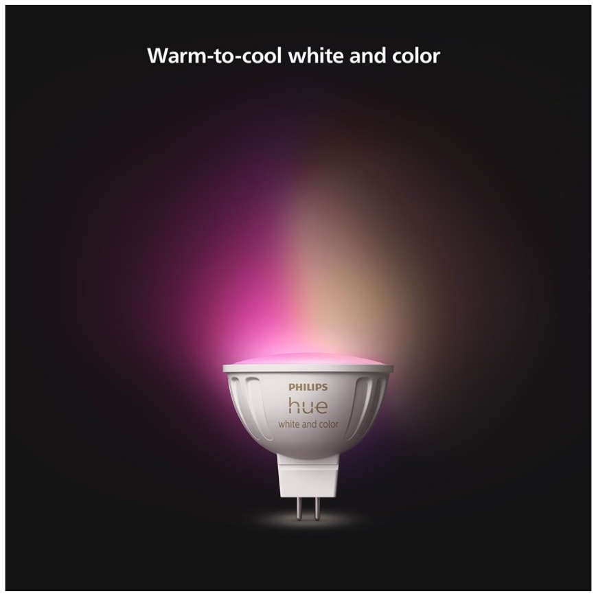 LED RGBW Himmennettävä polttimo Philips Hue White And Color Ambiance GU5,3/MR16/6,3W/12V 2000-6500K