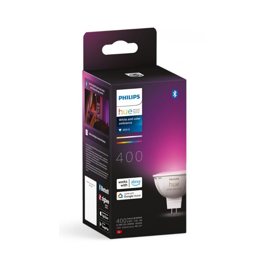 LED RGBW Himmennettävä polttimo Philips Hue White And Color Ambiance GU5,3/MR16/6,3W/12V 2000-6500K