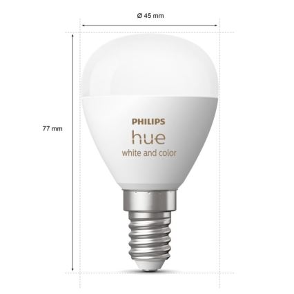 LED RGBW Himmennettävä polttimo Philips Hue White And Color Ambiance P45 E14/5,1W/230V 2000-6500K
