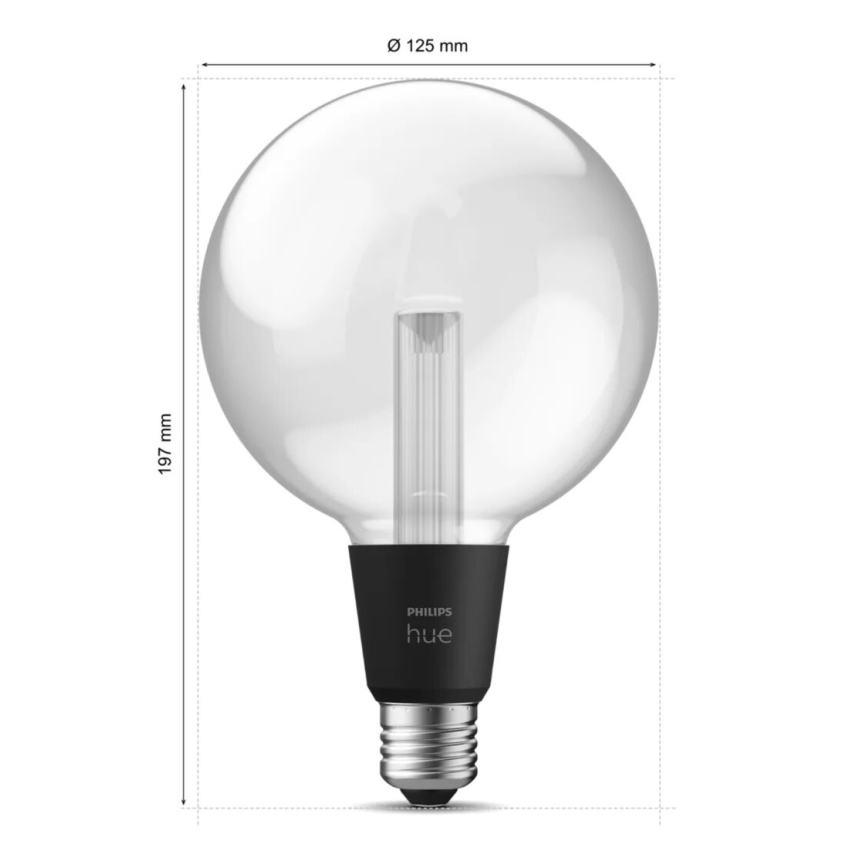LED RGBW Himmennettävä polttimo Philips Hue White And Color Ambiance G125 E27/6,8W/230V 2000-6500K