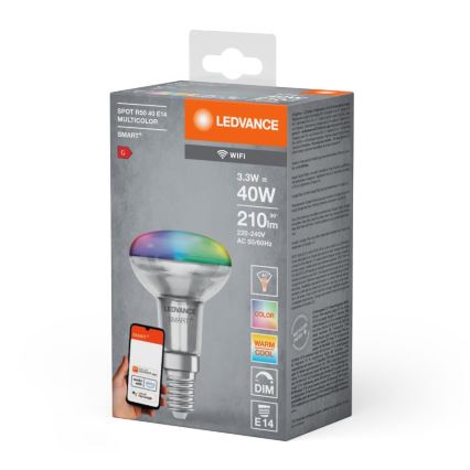 LED RGBW Himmennettävä valonheitin polttimo SMART+ R50 E14/3,3W/230V 2700-6500K Wi-Fi - Ledvance