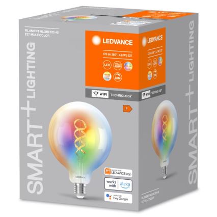LED RGBW Himmennettävä polttimo SMART+ FILAMENT E27/4,8W/230V 2700-6500K Wi-Fi - Ledvance