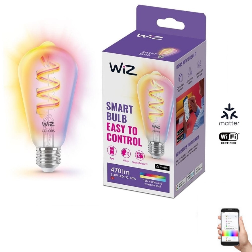 LED RGBW Himmennettävä polttimo ST64 E27/6,3W/230V 2200-6500K Wi-Fi - WiZ