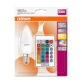 LED RGBW Himmennettävä polttimo STAR E14/4,5W/230V 2700K + kaukosäädin – Osram
