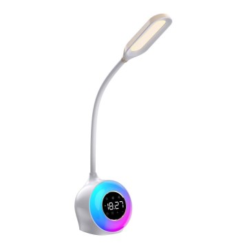 LED RGBW Himmennettävä pöytävalaisin kanssa Herätyskello FALCON LED/10W/12V