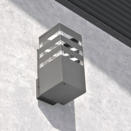 LED RGBW himmennettävä ulkoseinävalaisin TEKSAS 1xE27/12W/230V 2700-6500K Wi-Fi IP44 antrasiitti