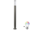 LED RGBW himmennettävä ulkovalaisin LIVIA 1xE27/6,5W/230V 2700-6500K Wi-Fi 100 cm IP44 hopeanvärinen