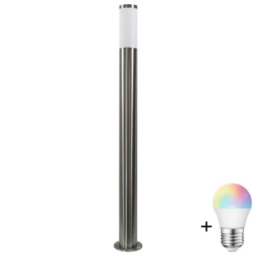 LED RGBW himmennettävä ulkovalaisin LIVIA 1xE27/6,5W/230V 2700-6500K Wi-Fi 100 cm IP44 hopeanvärinen