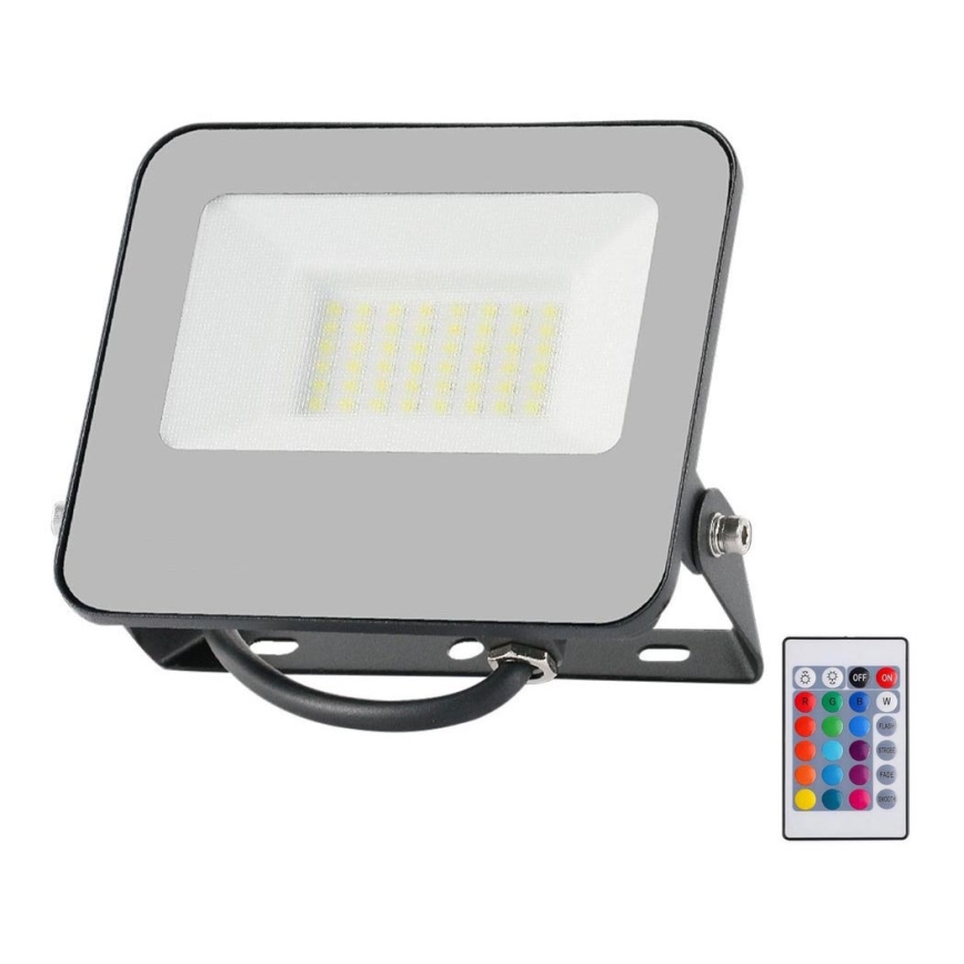 LED RGBW Himmennettävä valonheitin LED/30W/230V IP65 harmaa + kauko-ohjaus