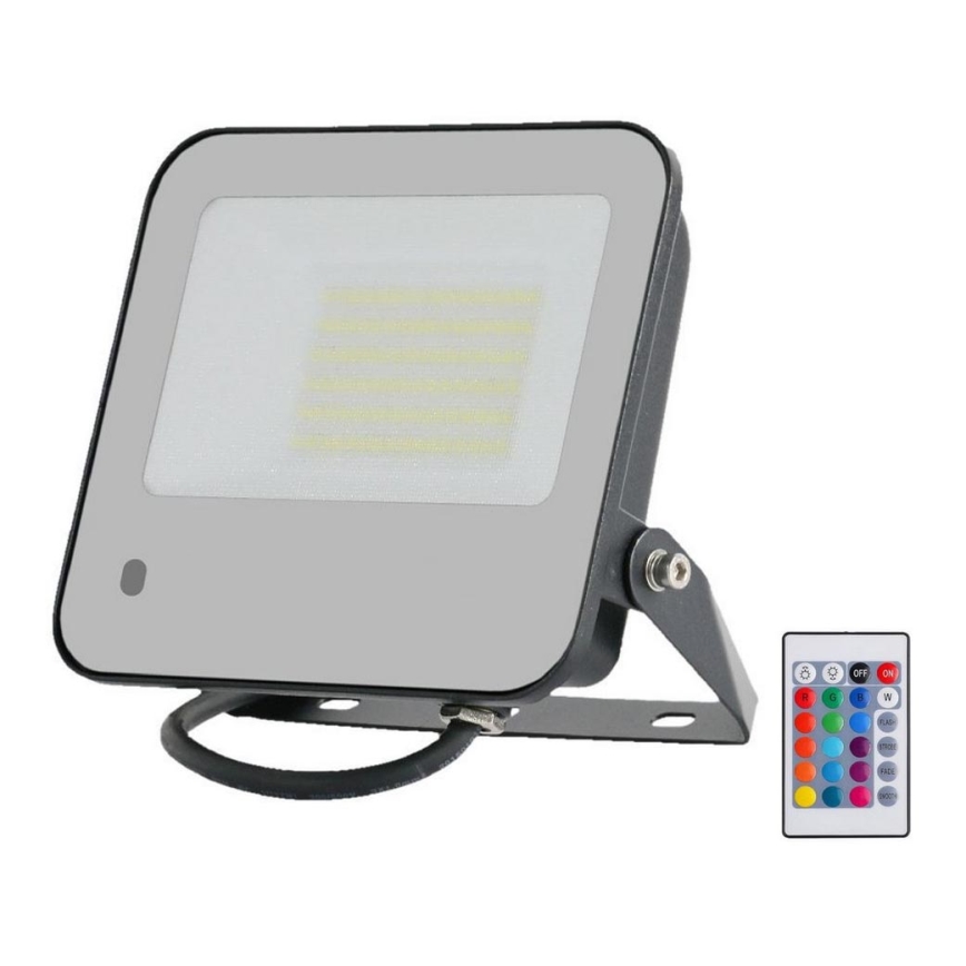 LED RGBW Himmennettävä valonheitin LED/50W/230V IP65 harmaa + kauko-ohjaus