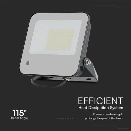 LED RGBW Himmennettävä valonheitin LED/50W/230V IP65 harmaa + kauko-ohjaus