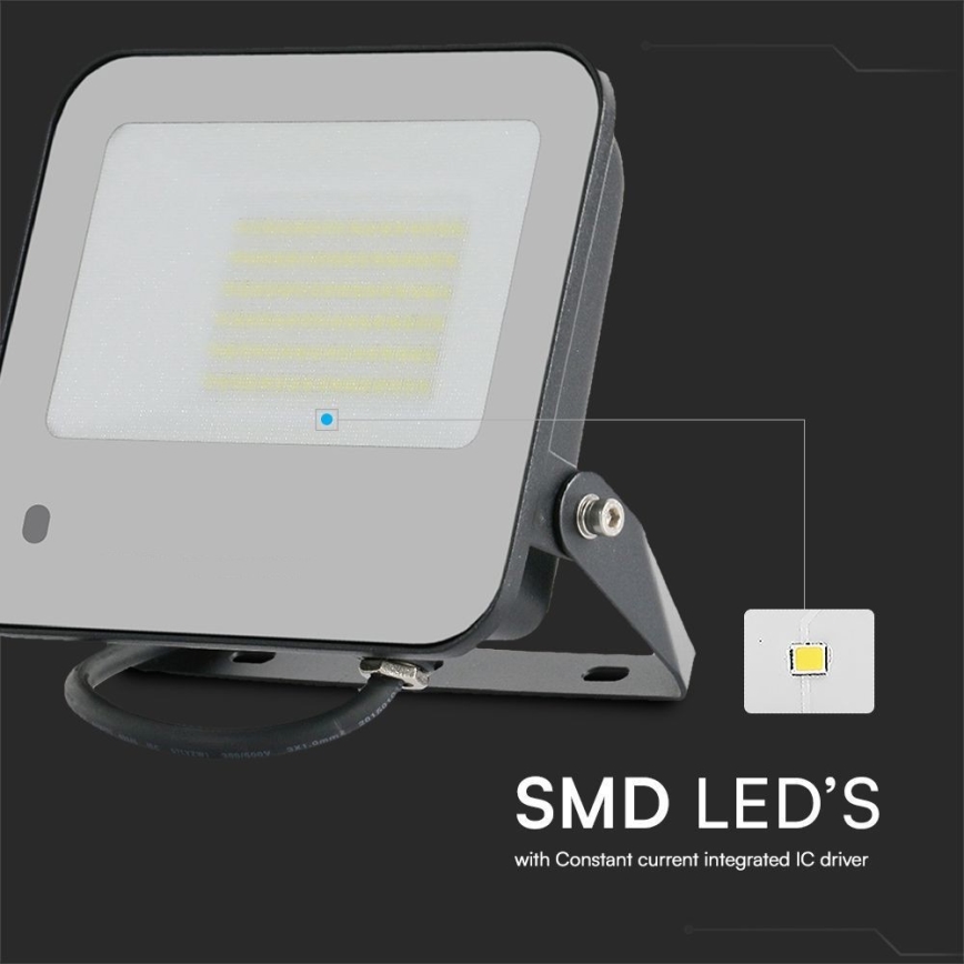LED RGBW Himmennettävä valonheitin LED/50W/230V IP65 harmaa + kauko-ohjaus