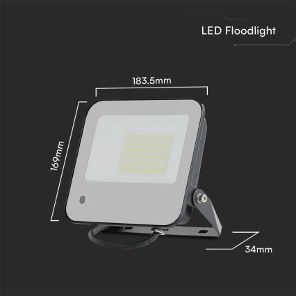 LED RGBW Himmennettävä valonheitin LED/50W/230V IP65 harmaa + kauko-ohjaus