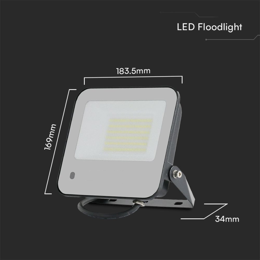 LED RGBW Himmennettävä valonheitin LED/50W/230V IP65 harmaa + kauko-ohjaus