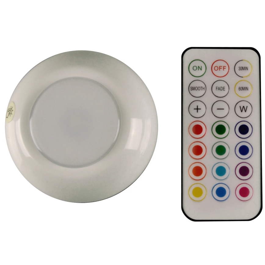 LED RGBW Himmennettävä huonekaluvalaistus LED/0,5W/4,5V 3xAAA valkoinen + kauko-ohjaus