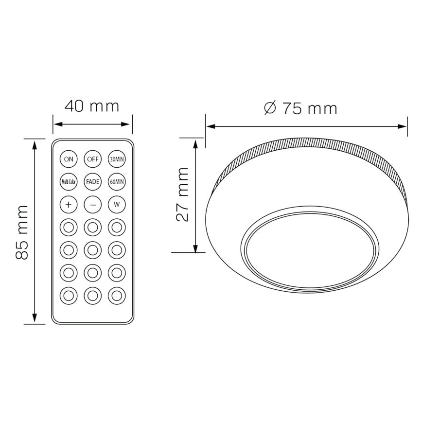 LED RGBW Himmennettävä huonekaluvalaistus LED/0,5W/4,5V 3xAAA valkoinen + kauko-ohjaus