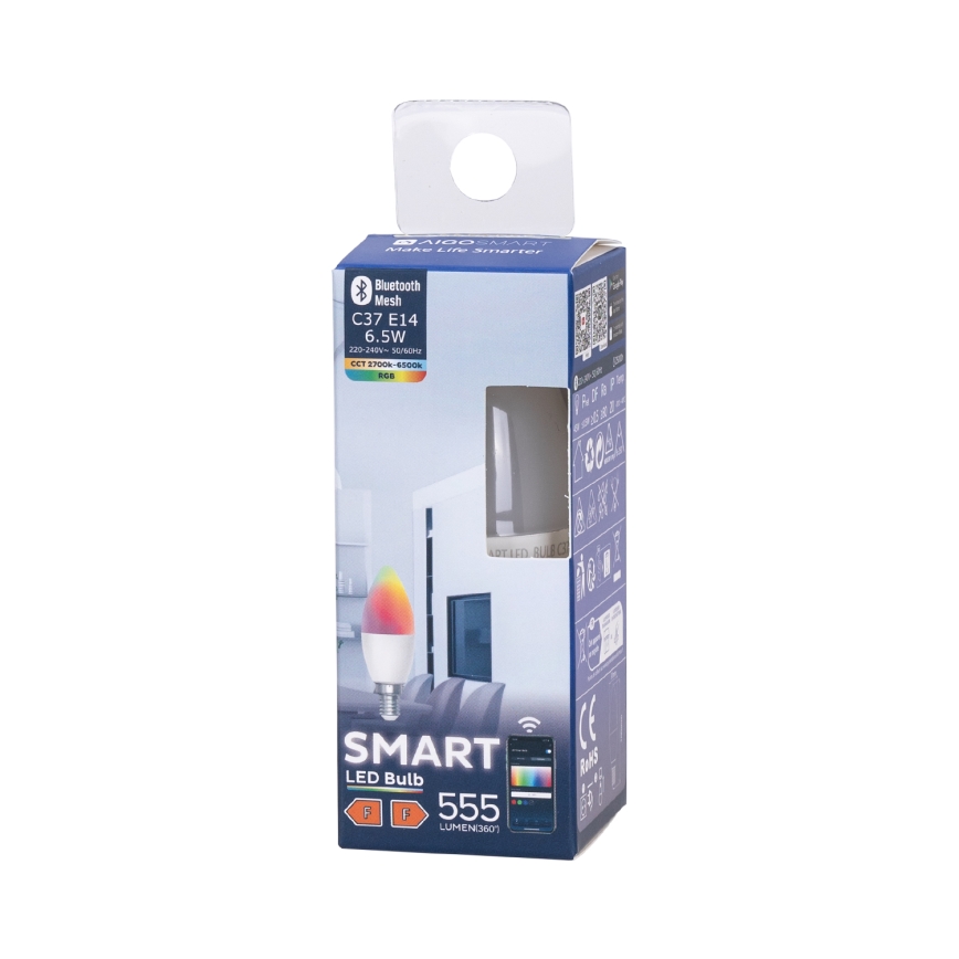 LED RGBW Himmennettävä polttimo C37 E14/6,5W/230V 2700-6500K - Aigostar