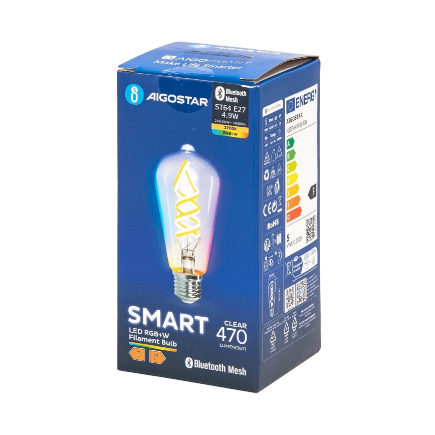 LED RGBW Himmennettävä polttimo FILAMENT MESH Älykäs ST64 E27/4,9W/230V 2700K - Aigostar