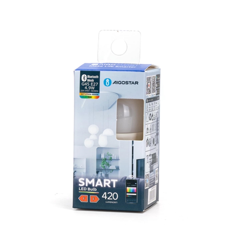 LED RGBW Himmennettävä polttimo MESH Älykäs G45 E27/4,9W/230V 2700-6500K - Aigostar