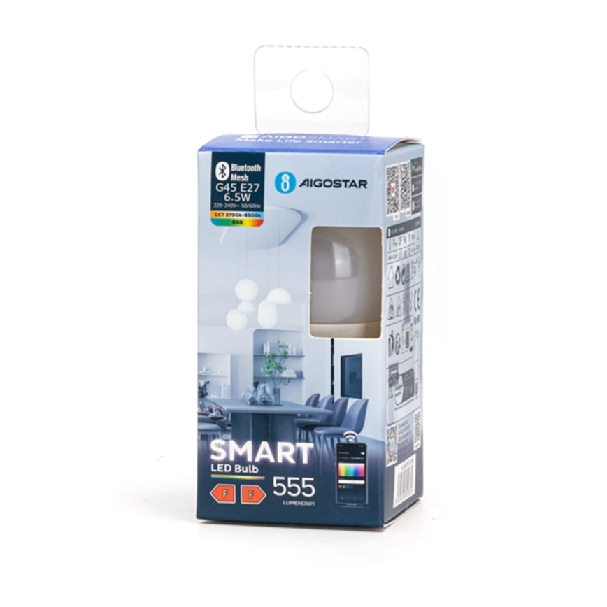 LED RGBW Himmennettävä polttimo G45 E27/6,5W/230V 2700-6500K - Aigostar