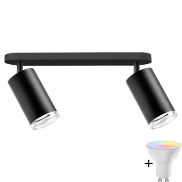 LED RGBW Säädettävä kylpyhuoneen kohdevalaisin TURYN 2xGU10/6,5W/230V 2700-6500K Wi-Fi IP44 musta