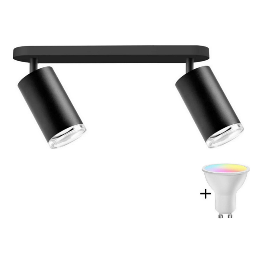 LED RGBW Säädettävä kylpyhuoneen kohdevalaisin TURYN 2xGU10/6,5W/230V 2700-6500K Wi-Fi IP44 musta