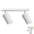 LED RGBW Säädettävä kylpyhuoneen kohdevalaisin TURYN 2xGU10/6,5W/230V 2700-6500K Wi-Fi IP44 valkoinen