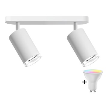 LED RGBW Säädettävä kylpyhuoneen kohdevalaisin TURYN 2xGU10/6,5W/230V 2700-6500K Wi-Fi IP44 valkoinen