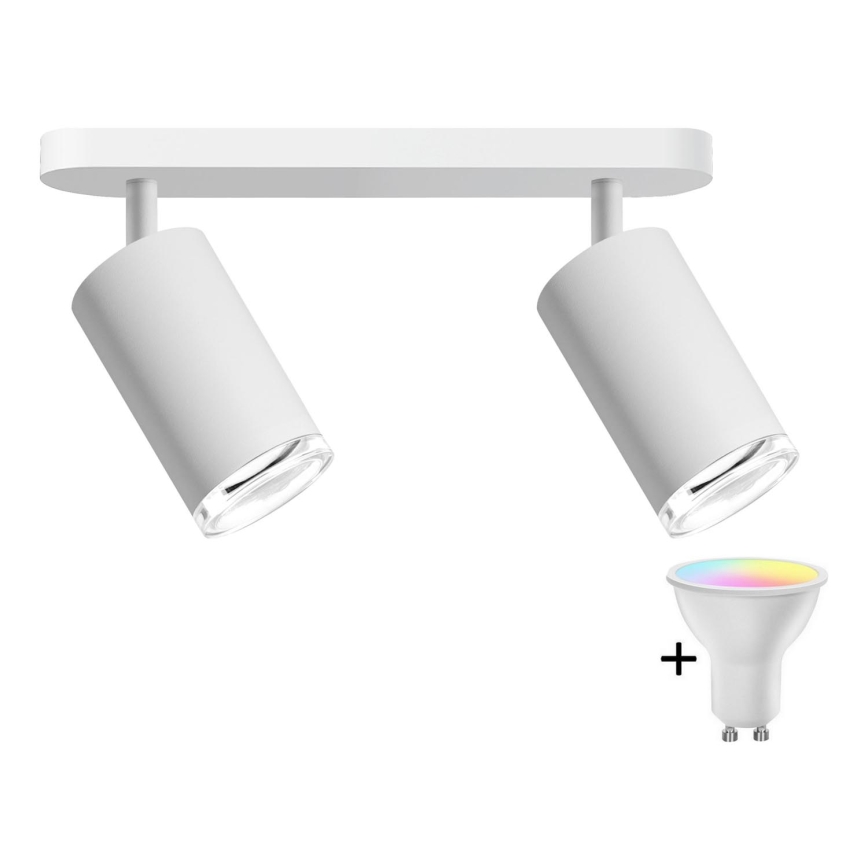 LED RGBW Säädettävä kylpyhuoneen kohdevalaisin TURYN 2xGU10/6,5W/230V 2700-6500K Wi-Fi IP44 valkoinen