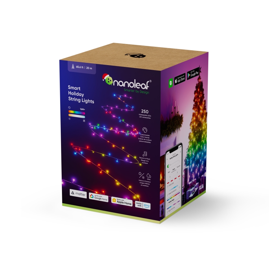 Nanoleaf - LED RGBW Ulkotila Jouluketju ESSENTIALS 250xLED 2x10m 2700-6500K Wi-Fi IP44