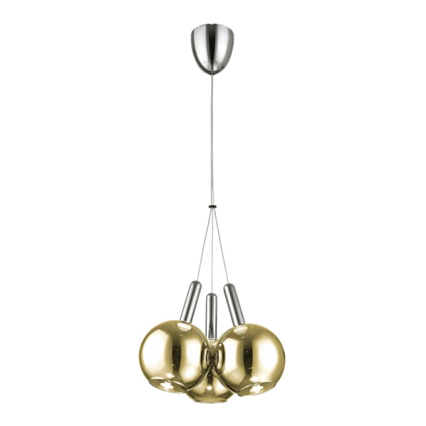 LED Riippuvalaisin BALLS 3xLED/5W230V kulta/mattakromi