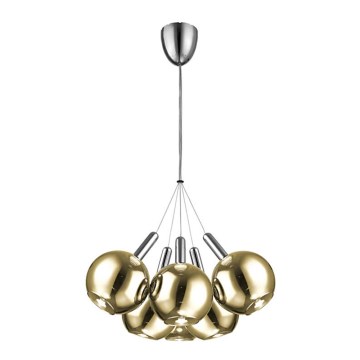 LED  Riippuvalaisin BALLS 6xLED/5W230V kulta/mattakromi