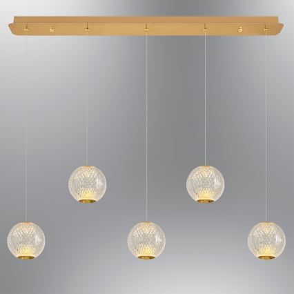 LED Riippuvalaisin CREMONA 5xLED/5W/230V 3000K kultaa