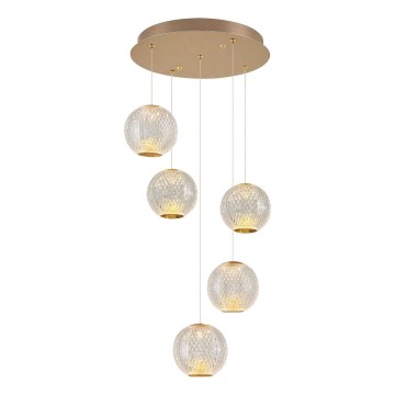 LED Riippuvalaisin CREMONA 5xLED/5W/230V 3000K kultainen