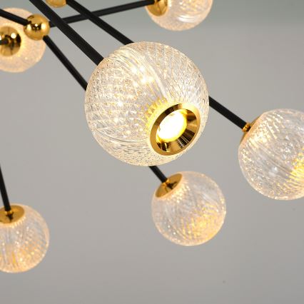 LED Riippuvalaisin GELA 16xLED/5W/230V 3000K musta/kulta