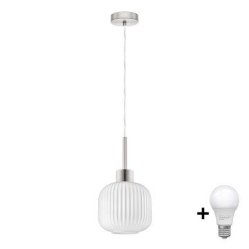 LED-riippuvalaisin HARMA 1xE27/60W/230V Ø 20 cm mattakromi/valkoinen